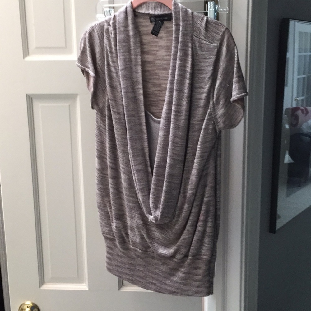 INC. silver cowl neck short sleeve sweater (XL)
